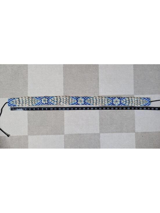 Vintage y2k cowrie shell beaded wide tie belt